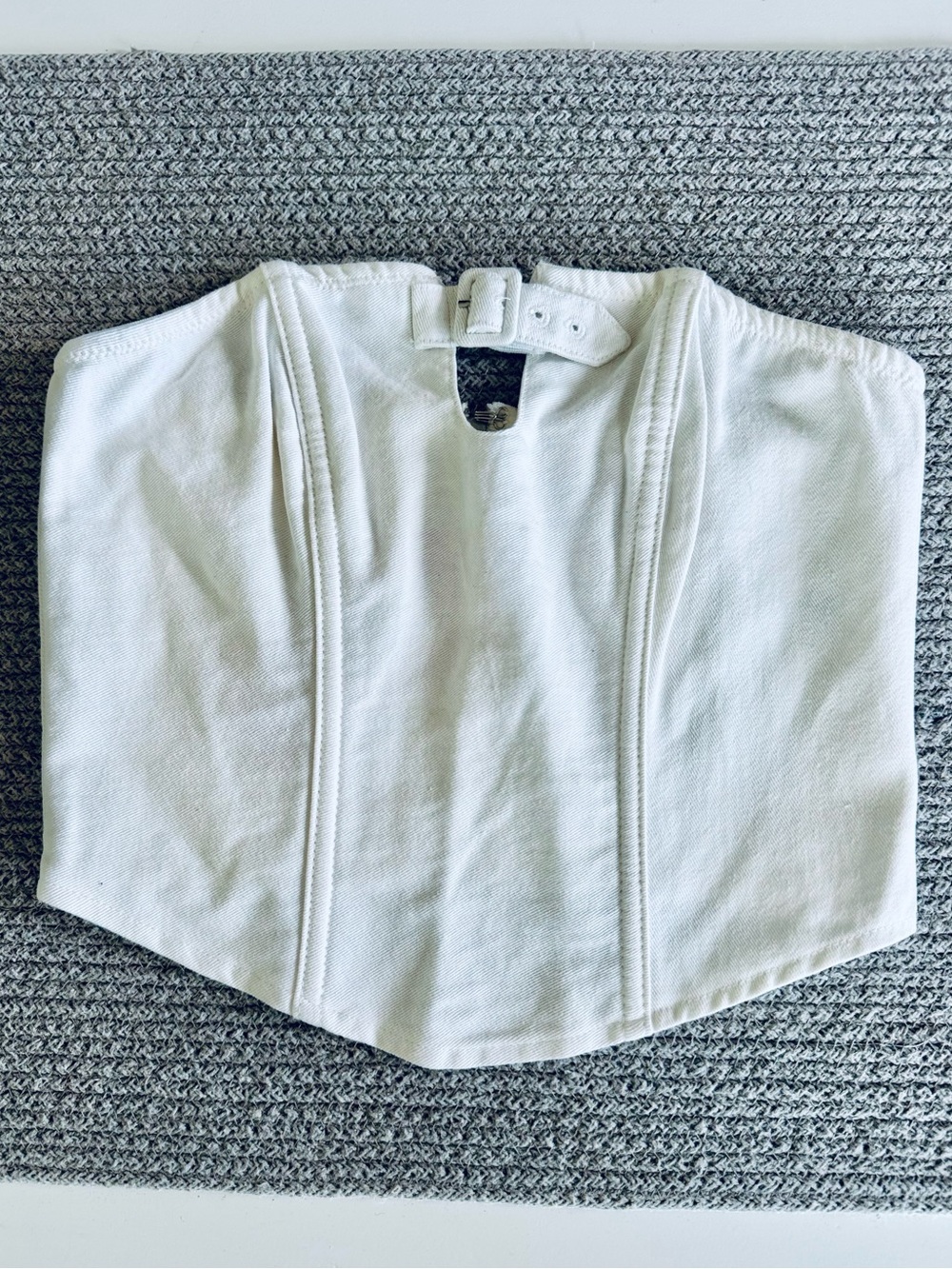 Beginning Boutique Ivory White Cotton Strapless Buckle Detail Corset Top Sz 0